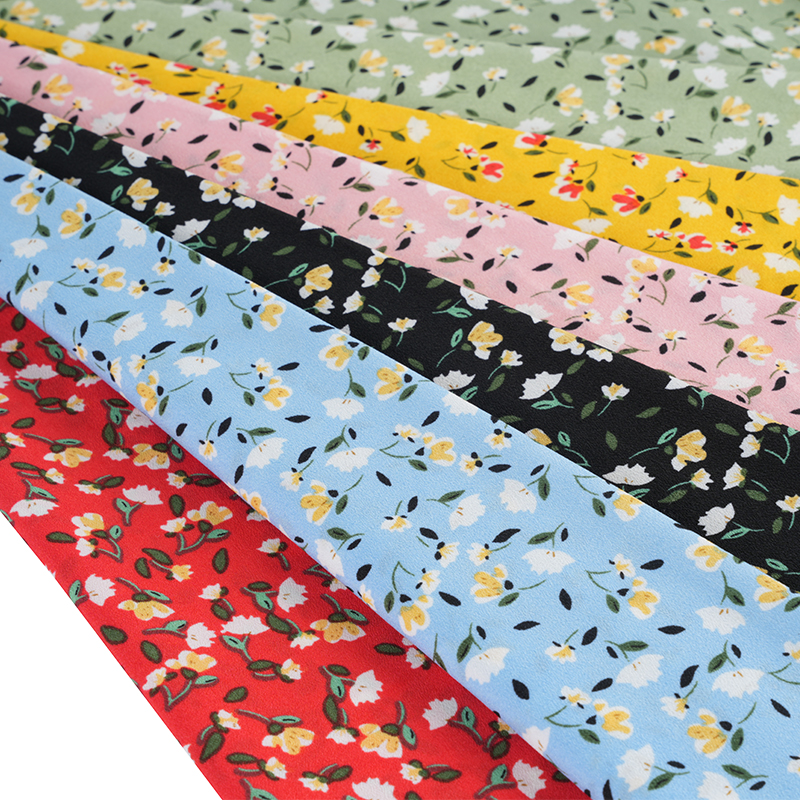 2026*75 زهرة حرير ملتوية كاذبة ياو كريب قماش طباعة الأزهار الصغيرة