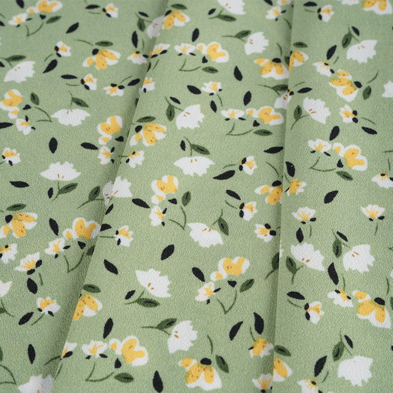 2026*75 زهرة حرير ملتوية كاذبة ياو كريب قماش طباعة الأزهار الصغيرة