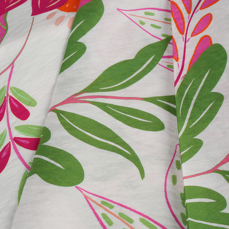 Rn قماش سادة بطباعة طائر الجنة وشبه لامع